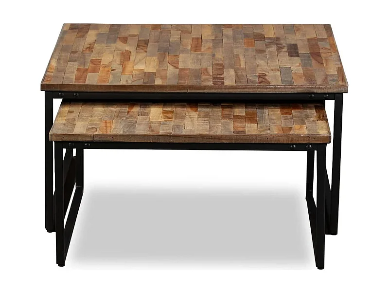 Bradel  Ensemble de table basse gigogne 2 pcs Teck massif récupération