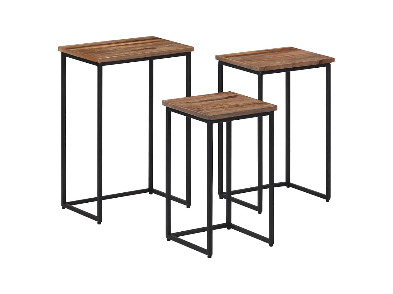 Garden Furniture -  Tables basses gigognes 3 pcs bois massif de teck