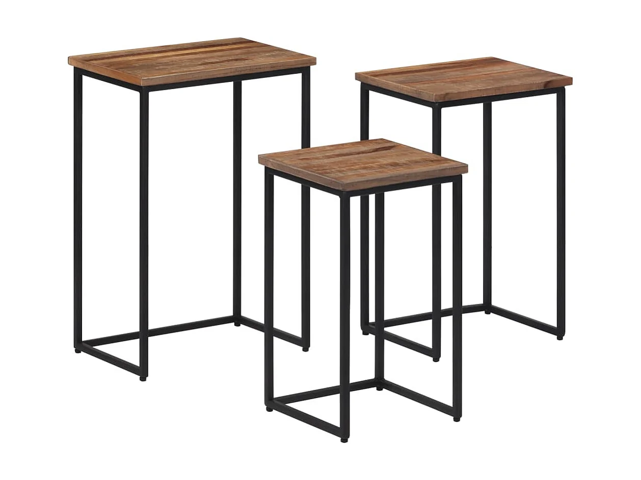 Garden Furniture -  Tables basses gigognes 3 pcs bois massif de teck