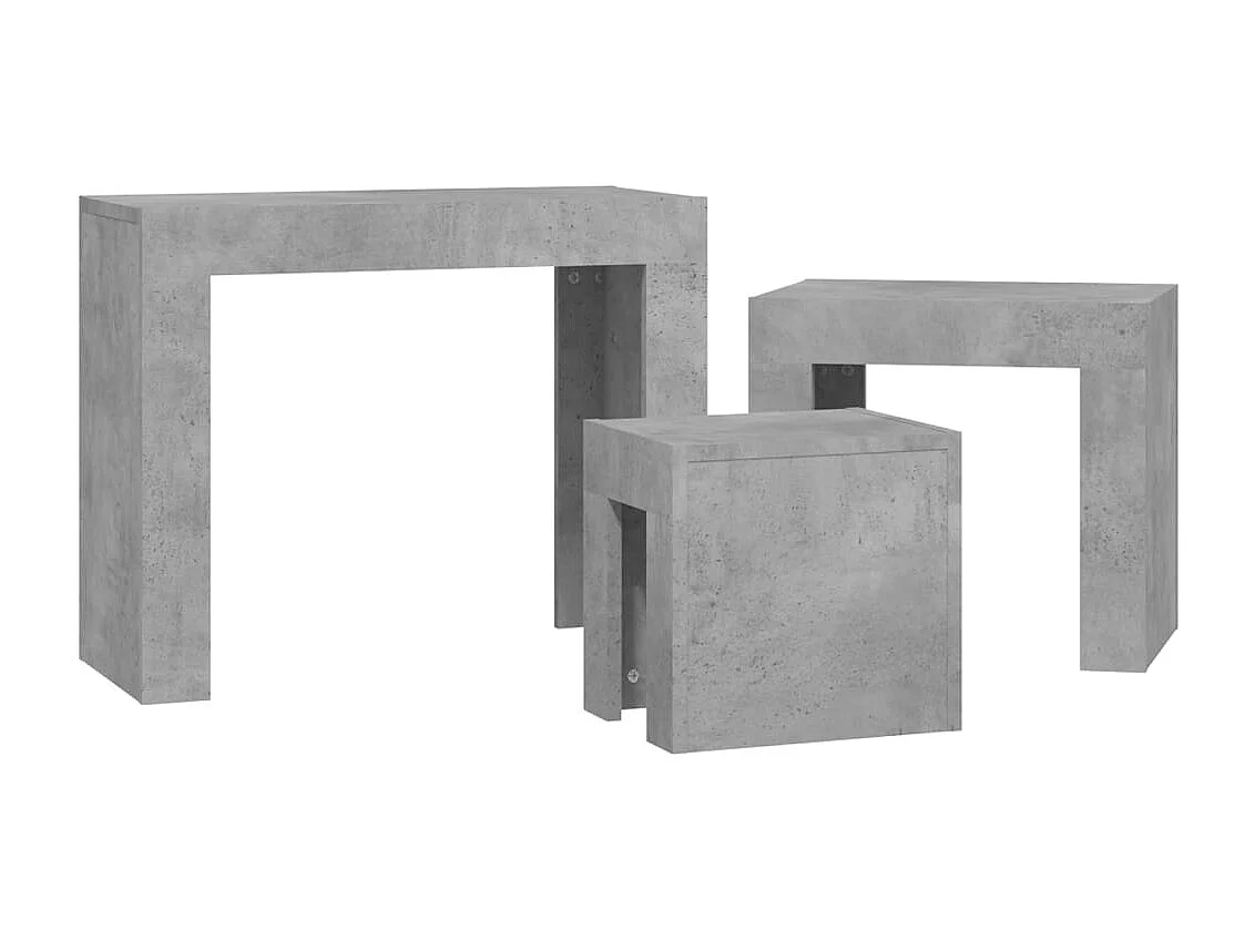 Key Largo  Tables basses gigognes 3 pcs Gris béton Bois d'ingénierie