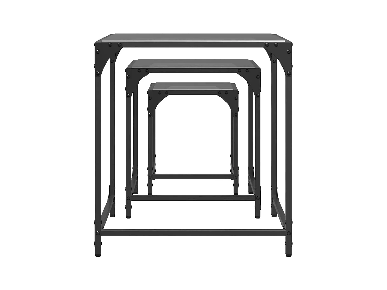 Myldir  Tables basses gigognes 3 pcs dessus en verre noir acier