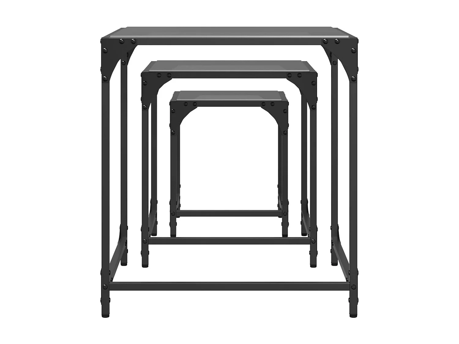 Myldir  Tables basses gigognes 3 pcs dessus en verre noir acier