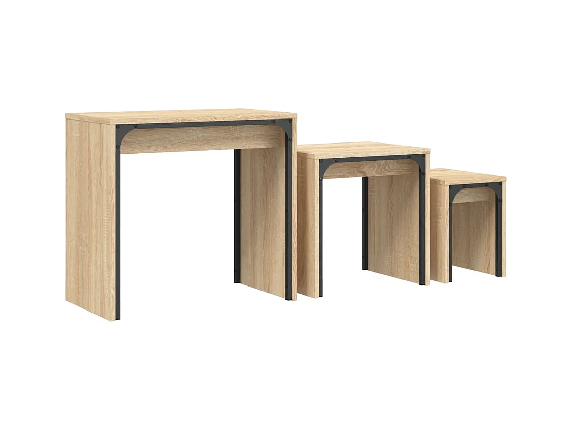 Rex  Tables basses gigognes 3 pcs chêne sonoma bois d'ingénierie