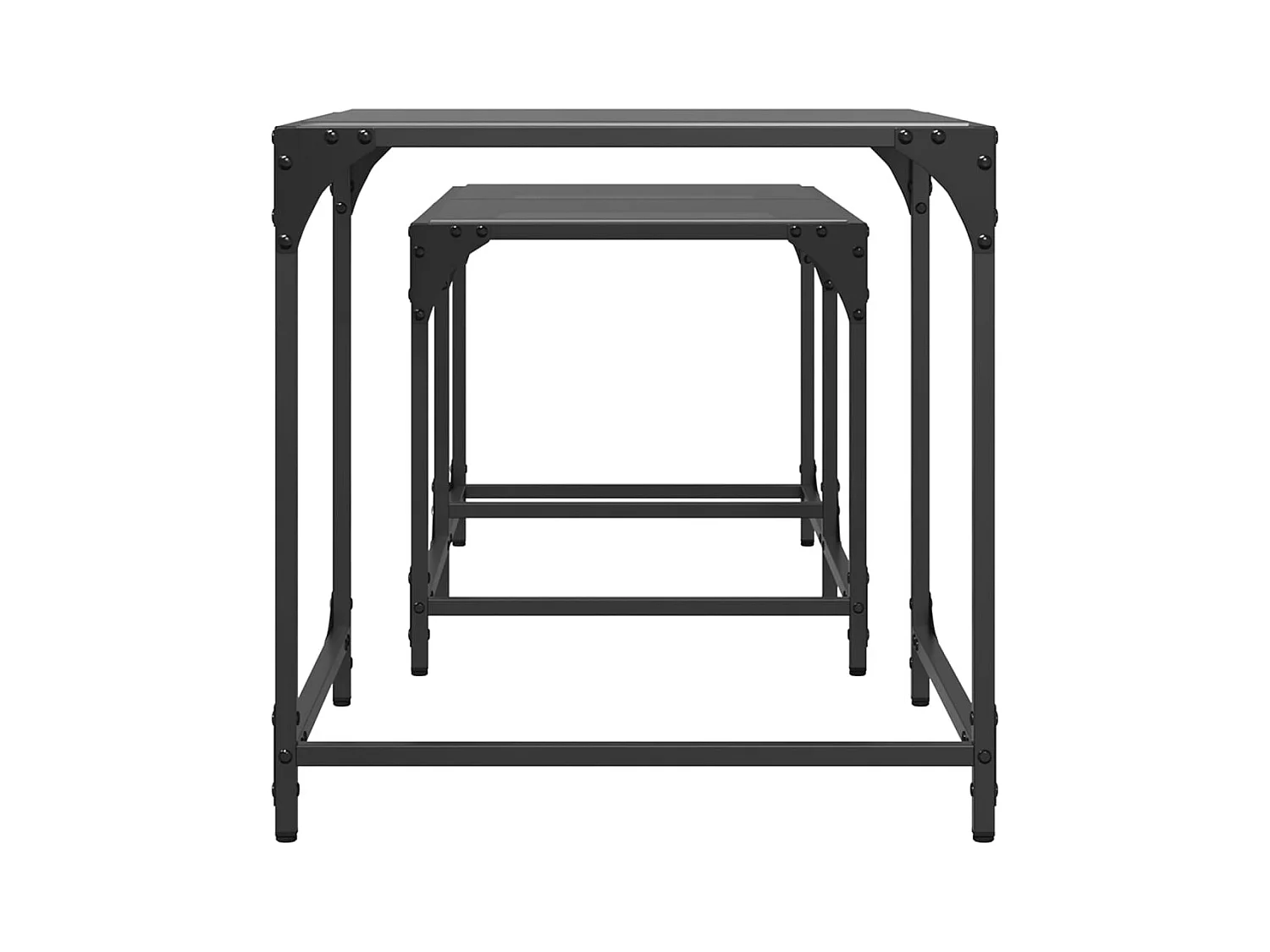 Paola Isabel  Tables basses gigognes 2 pcs dessus en verre noir acier