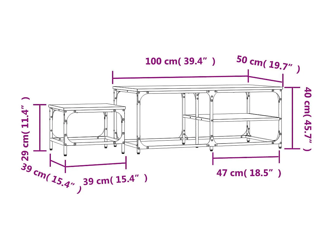 Boyd  Tables basses gigognes 2 pcs chêne sonoma bois d'ingénierie