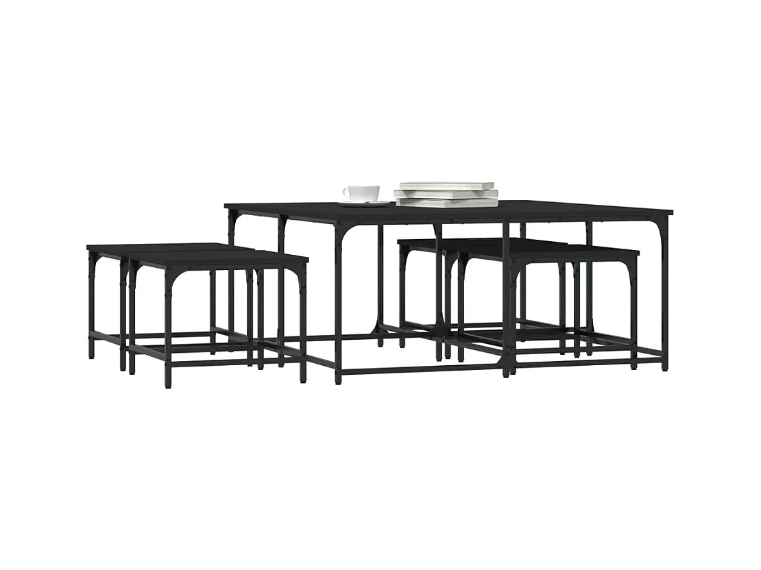 Mirco  Tables basses gigognes 5 pcs noir bois d'ingénierie