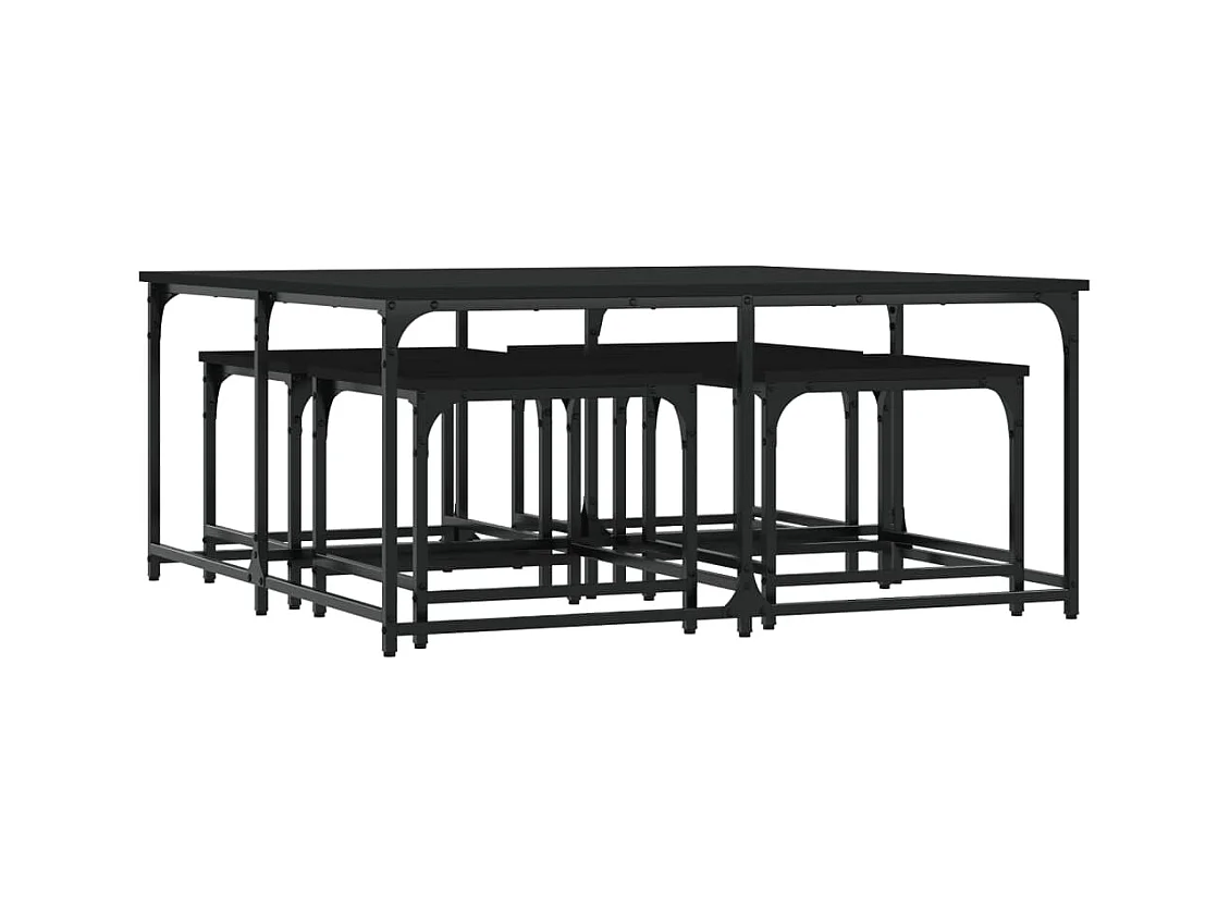Mirco  Tables basses gigognes 5 pcs noir bois d'ingénierie