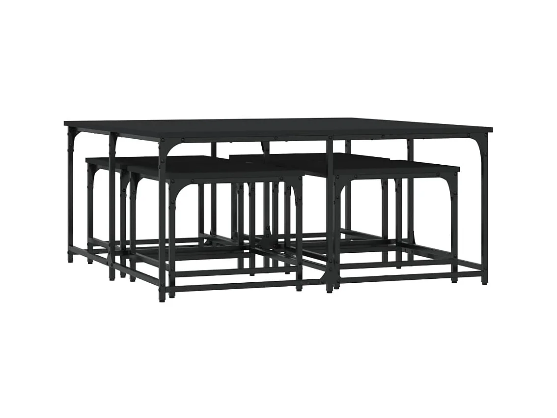 Mirco  Tables basses gigognes 5 pcs noir bois d'ingénierie