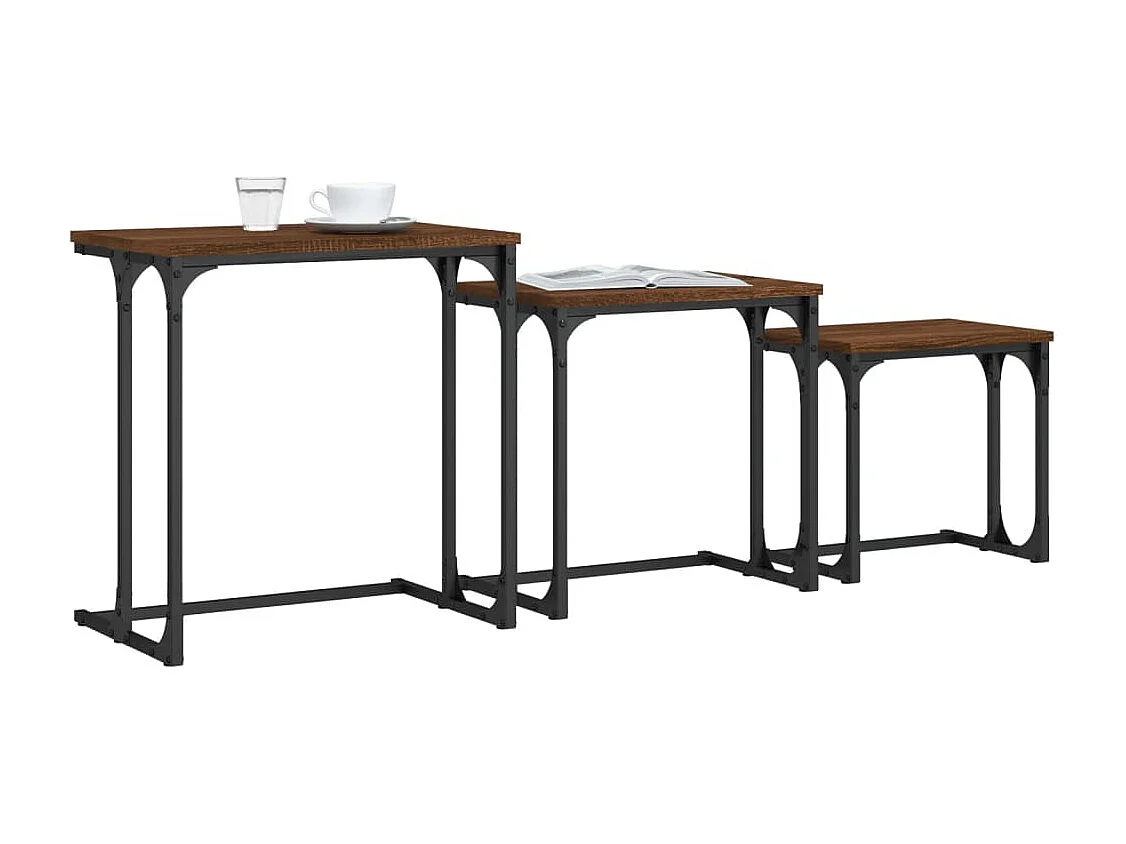 Phylara  Tables basses gigognes 3 pcs chêne marron bois d'ingénierie