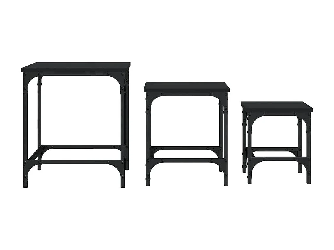 Melira  Tables basses gigognes 3 pcs noir bois d'ingénierie