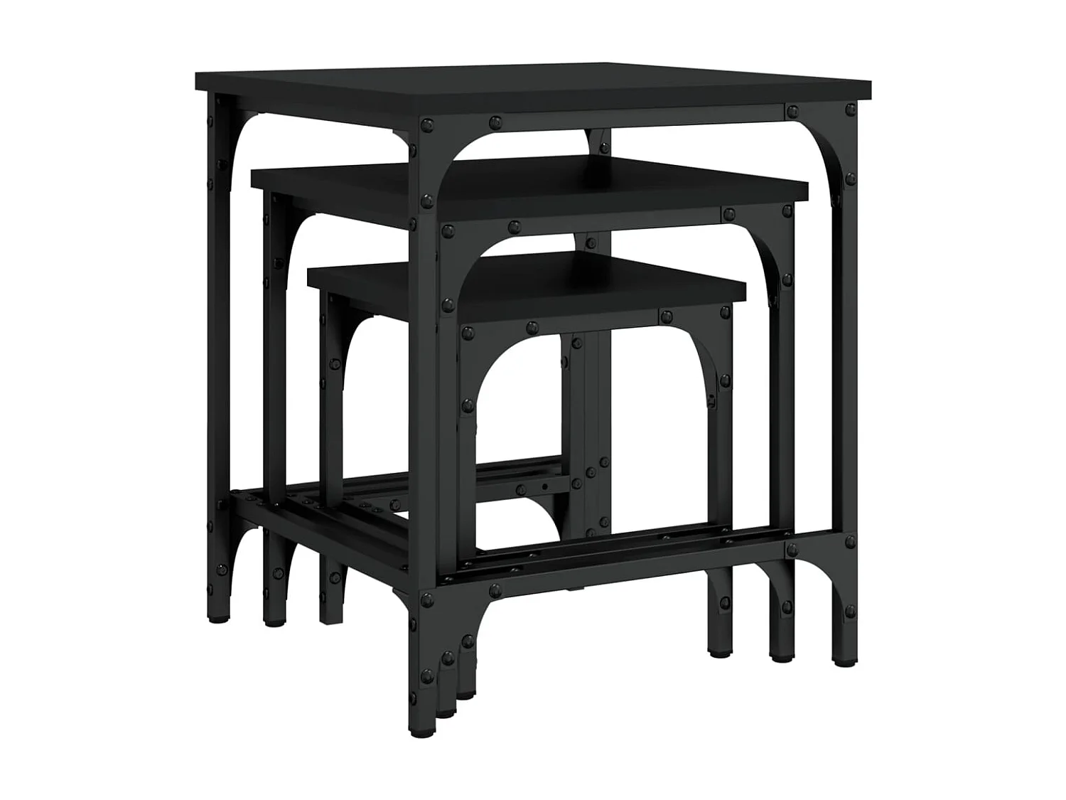 Melira  Tables basses gigognes 3 pcs noir bois d'ingénierie