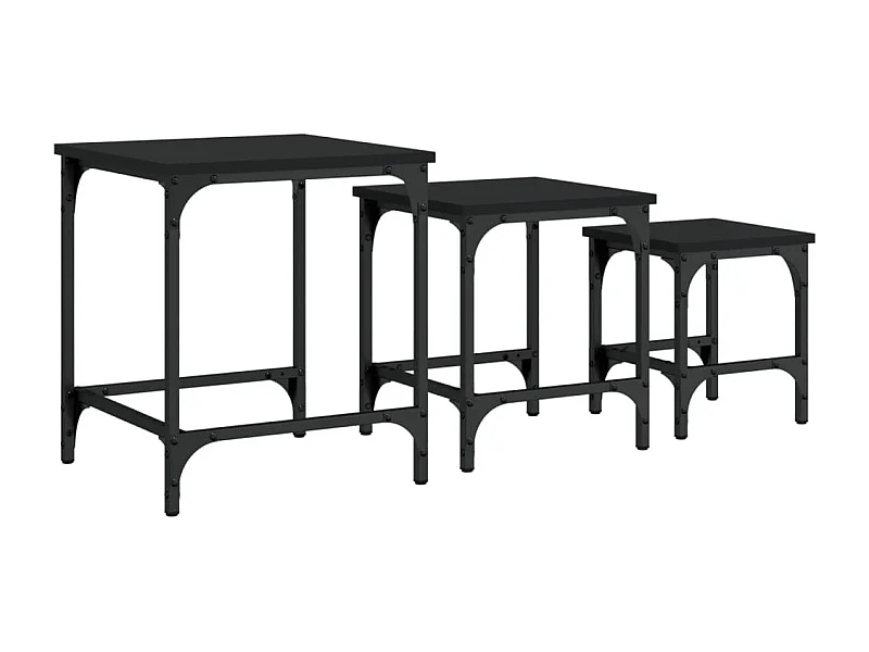 Melira  Tables basses gigognes 3 pcs noir bois d'ingénierie