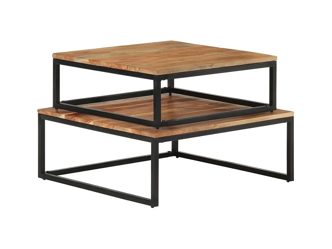 Ivrin  2-delige Salontafelset massief acaciahout