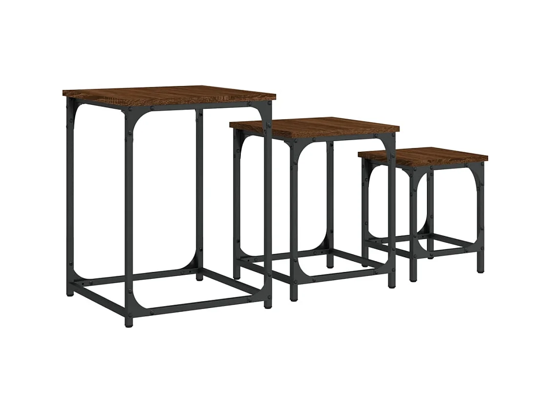 Harmony  Tables basses gigognes 3 pcs chêne marron bois d'ingénierie
