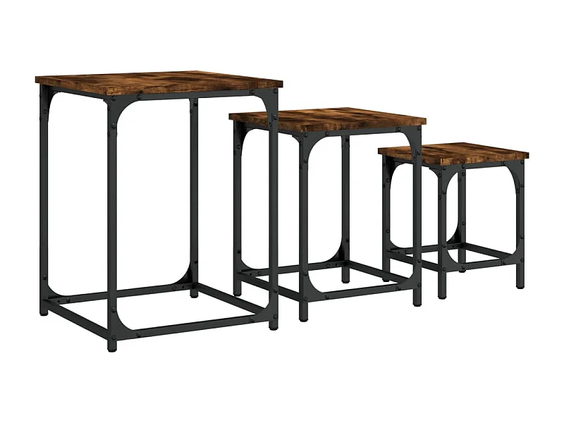 Harmony  Tables basses gigognes 3 pcs chêne fumé bois d'ingénierie