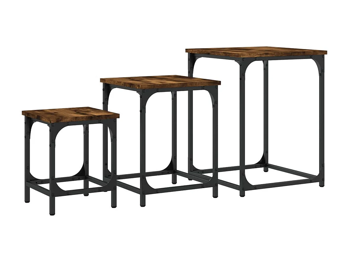Harmony  Tables basses gigognes 3 pcs chêne fumé bois d'ingénierie
