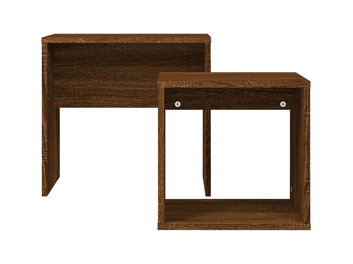 Wrylor  2-delige Tafeltjesset bewerkt hout bruin eikenkleur