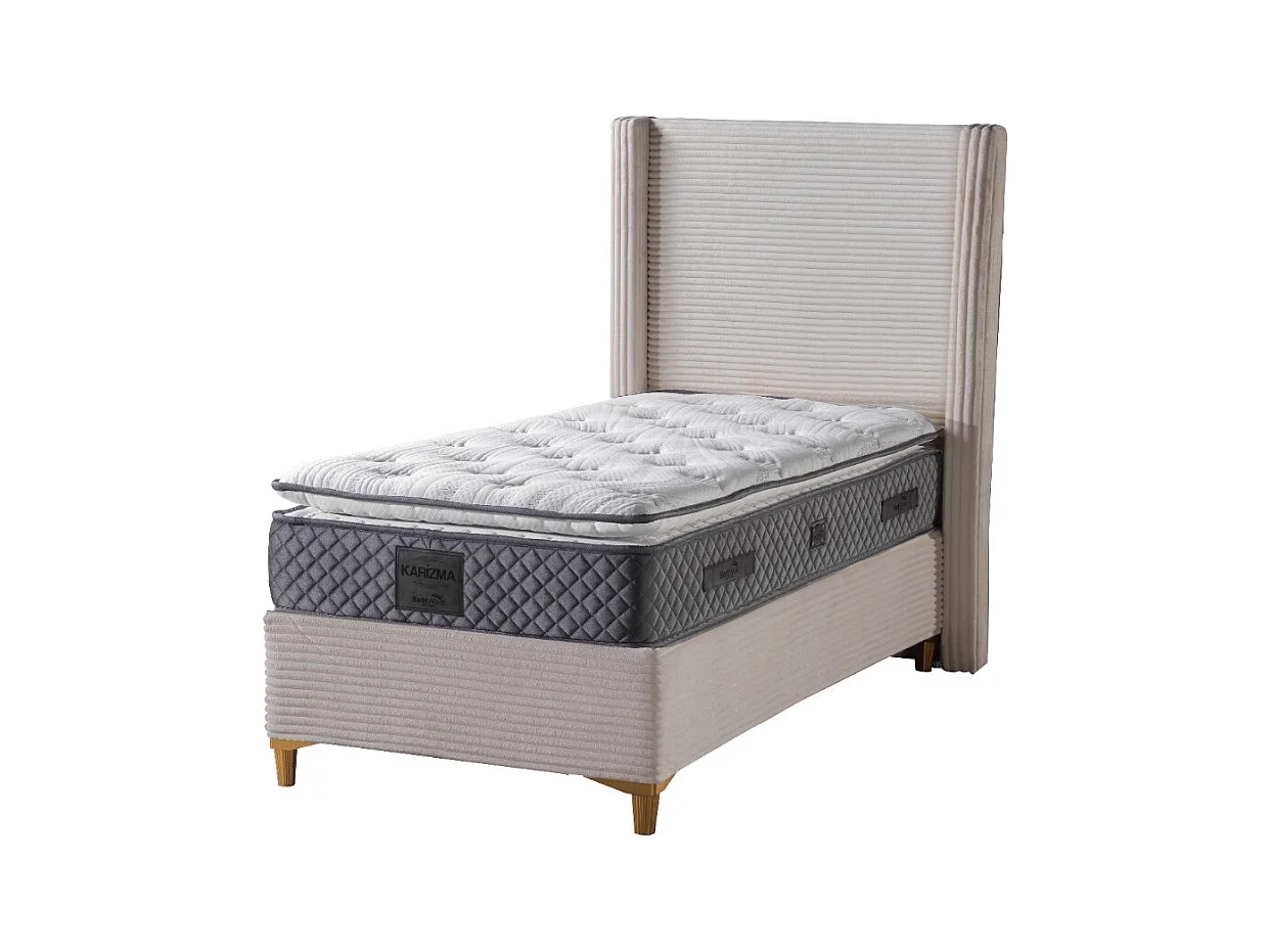 Lit Coffre VENUS – Velours Côtelé – 90x190 cm avec Planche de Rangement