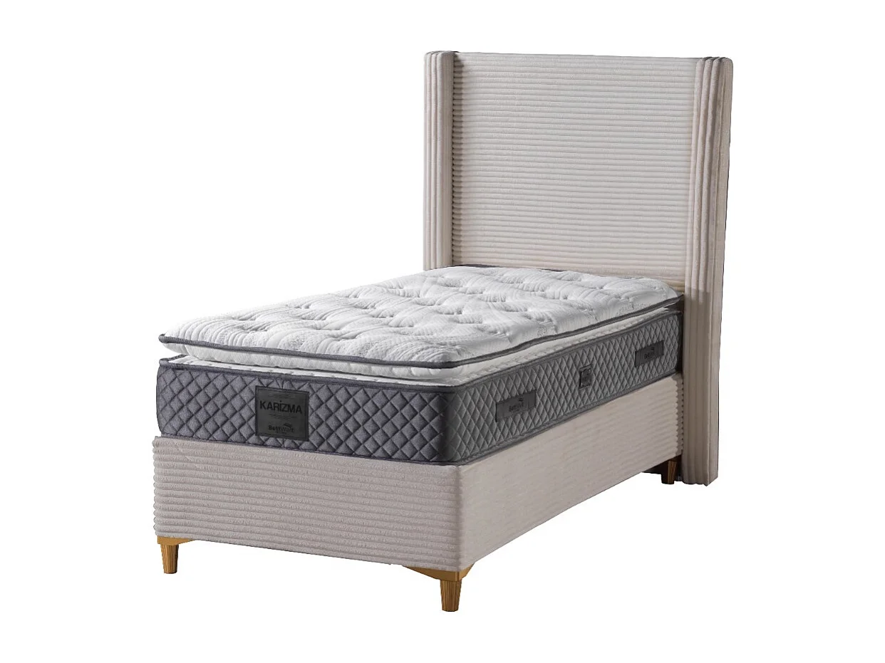 Lit Coffre VENUS – Velours Côtelé – 90x190 cm avec Planche de Rangement