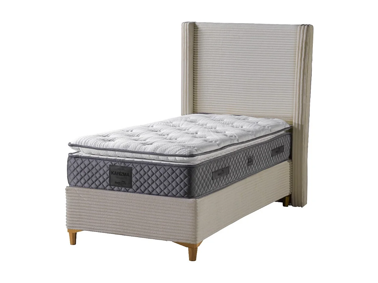 Lit Coffre VENUS – Velours Côtelé – 90x190 cm avec Planche de Rangement