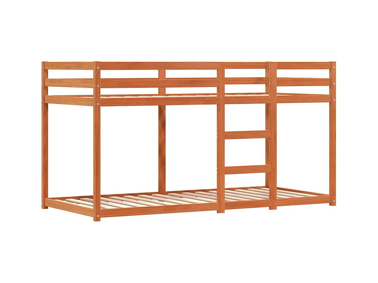 Lit superposé avec rideaux bleu 90x200 bois pin massif