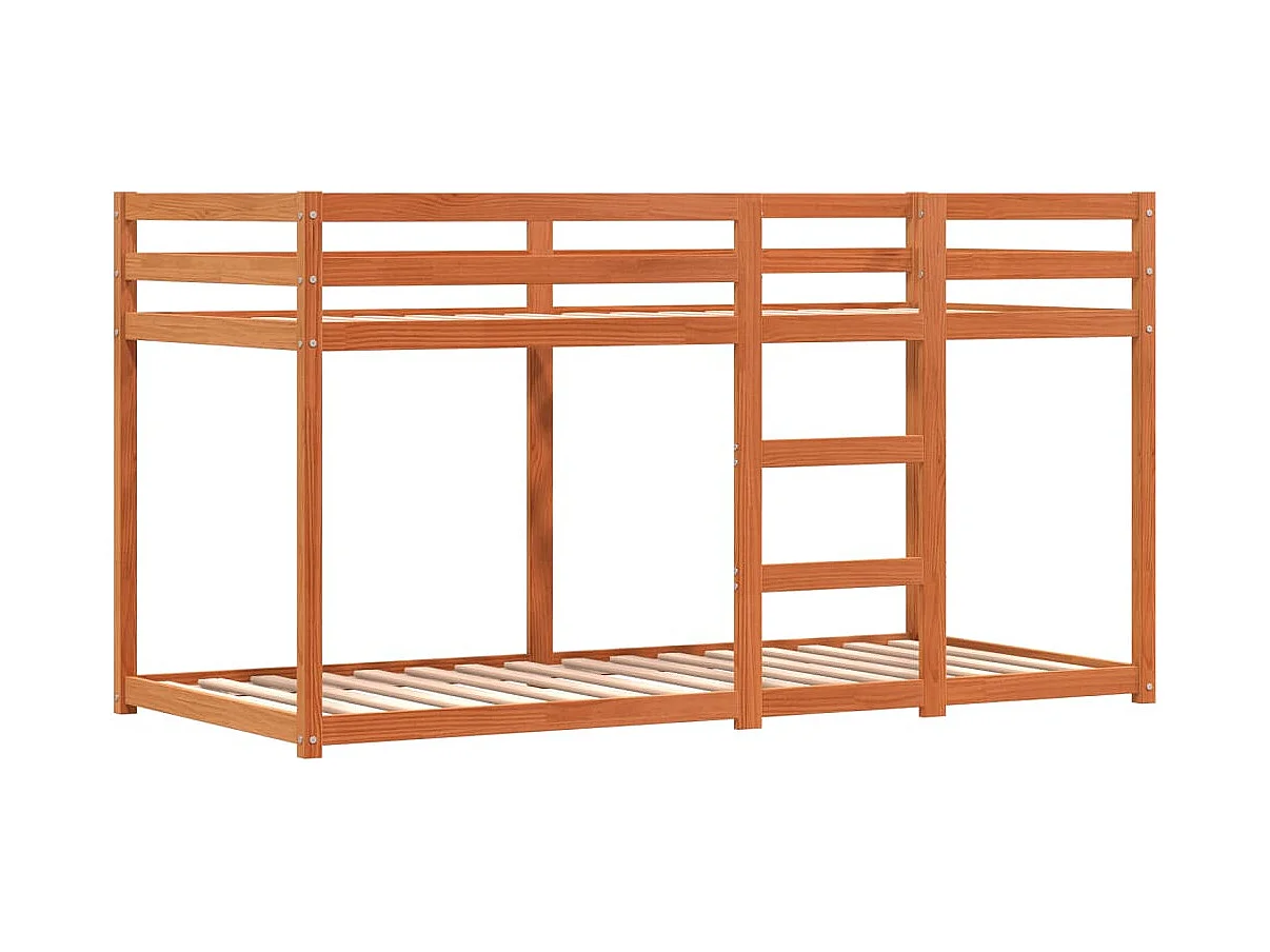 Lit superposé avec rideaux bleu 90x200 bois pin massif