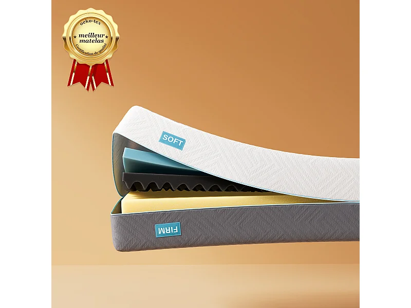 Matelas en mousse à mémoire de forme 140x200 cm, matelas en mousse froide à 7 zones h3h4, 21 cm de hauteur, avec housse lavable.