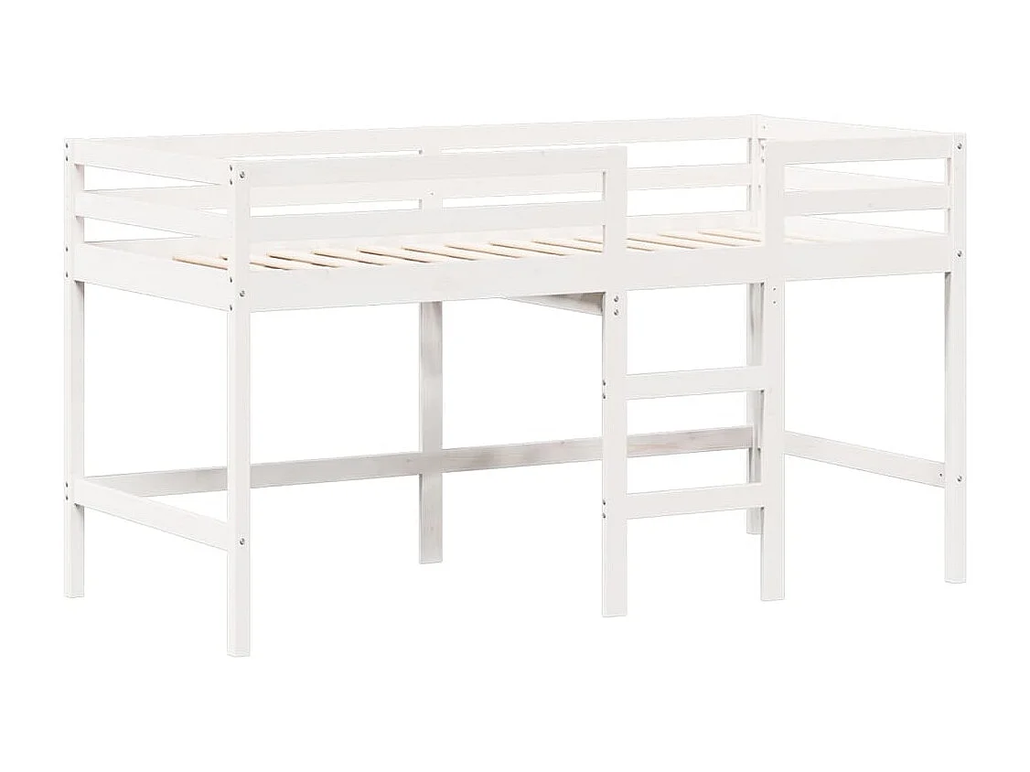 Cama alta c/ escada e telhado 90x190 cm pinho maciço branco