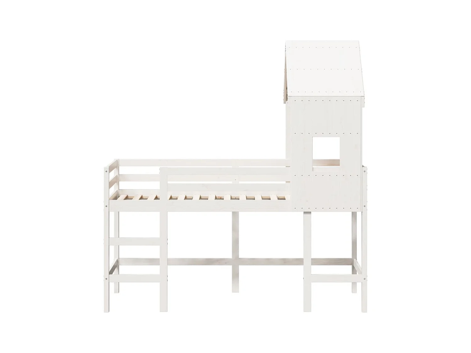 Lit superposé avec échelle et toit sans matelas blanc 80x200 cm