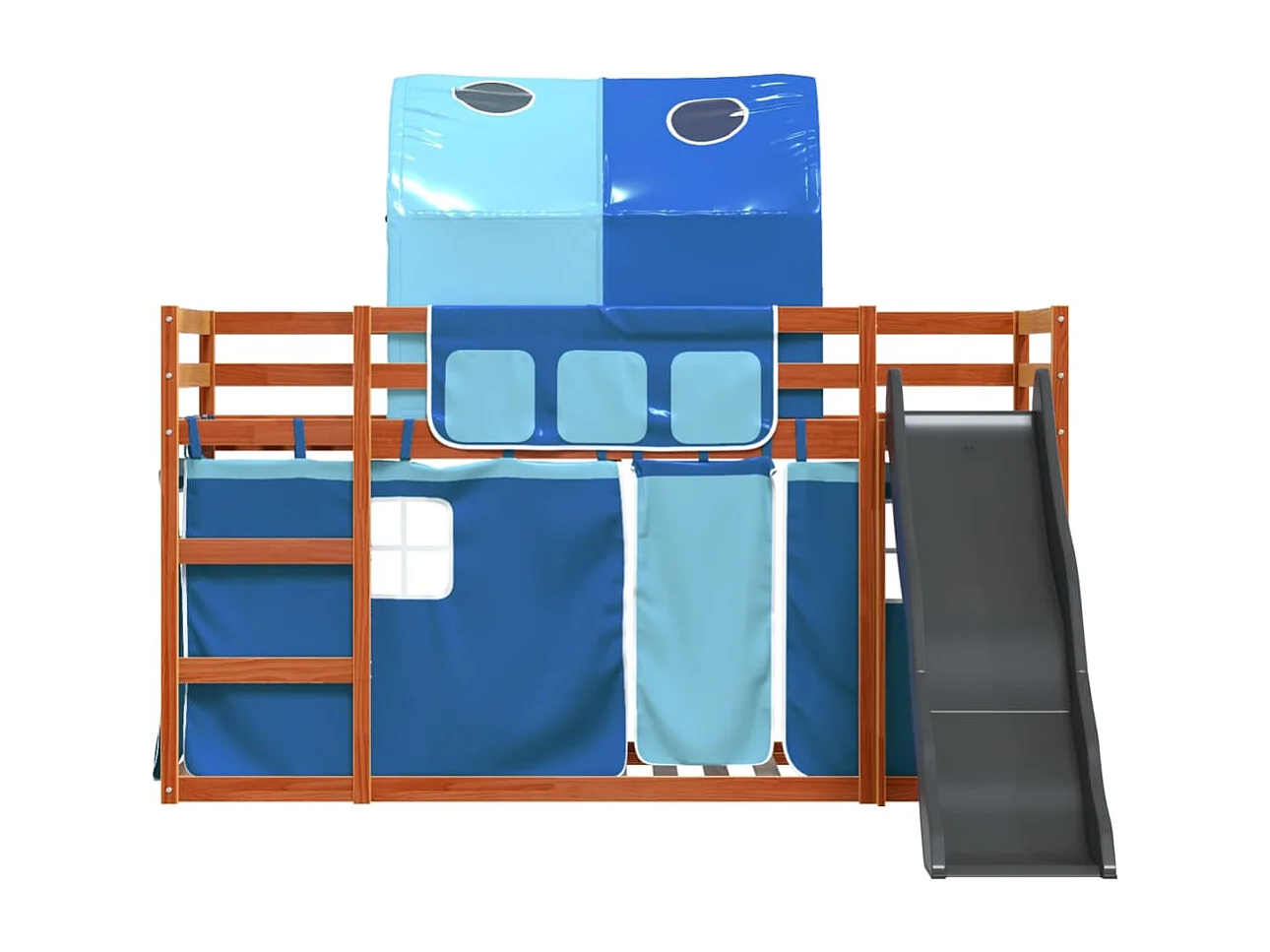 Lit superposé sans matelas avec toboggan et rideaux 90x200 cm