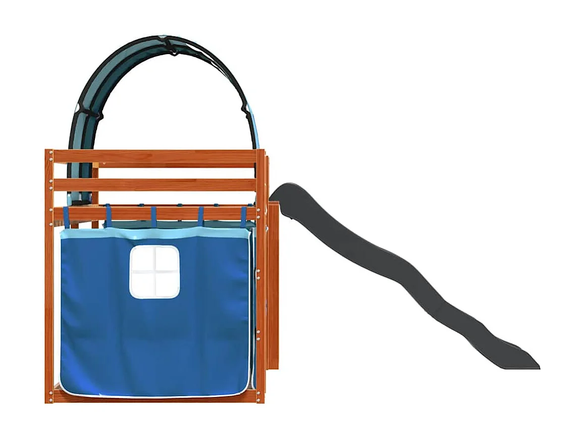 Lit superposé sans matelas avec toboggan et rideaux 90x200 cm