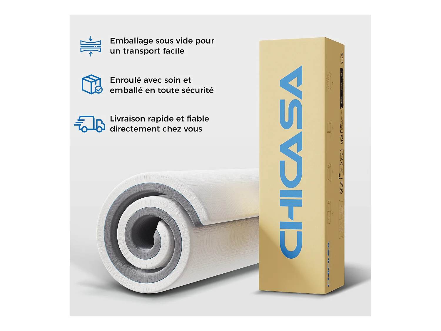 Matelas en mousse à mémoire de forme 180x200 cm, matelas en mousse froide à 7 zones h3h4, 21 cm de hauteur, avec housse lavable.