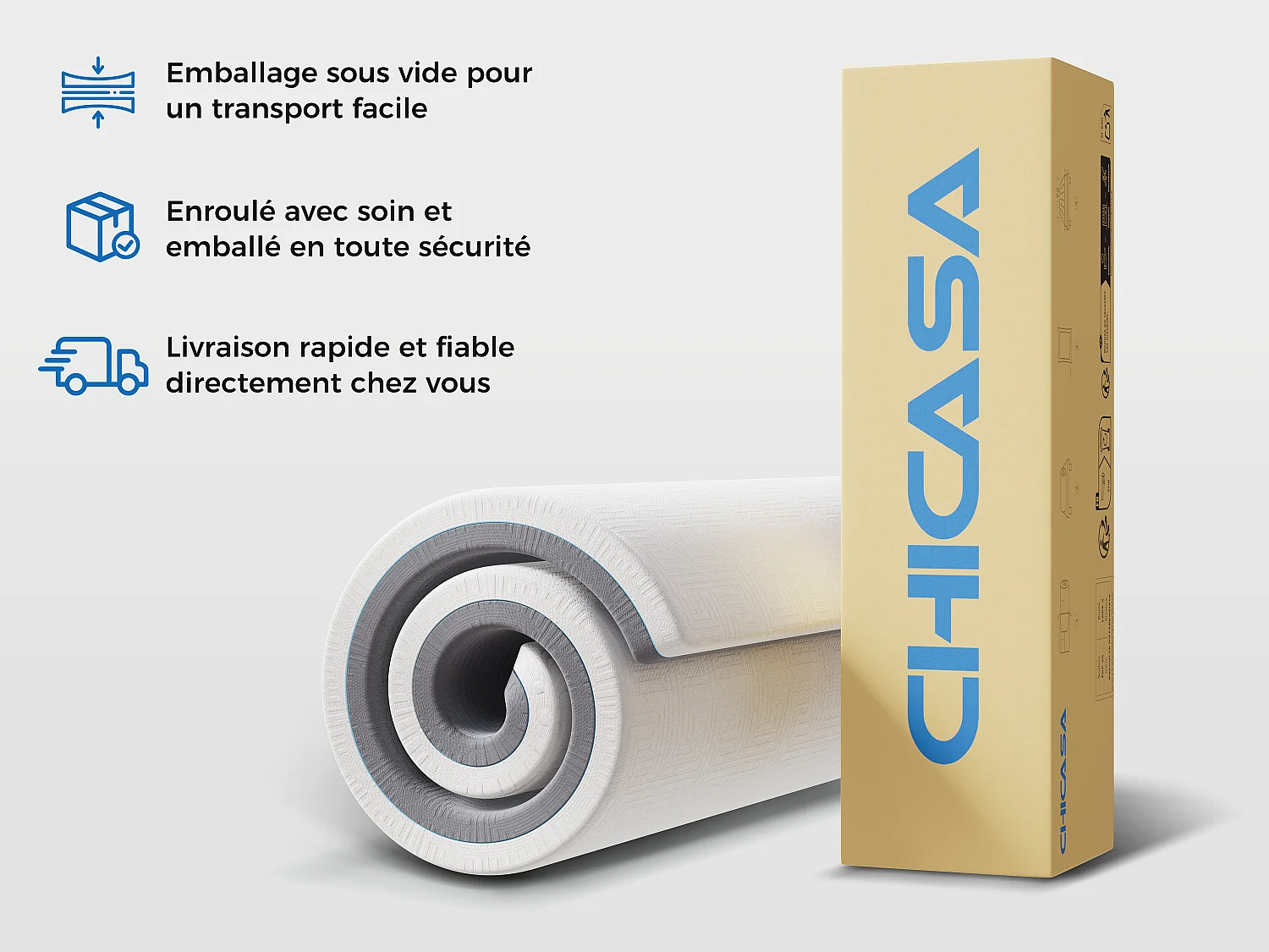 Matelas en mousse à mémoire de forme 180x200 cm, matelas en mousse froide à 7 zones h3h4, 21 cm de hauteur, avec housse lavable.
