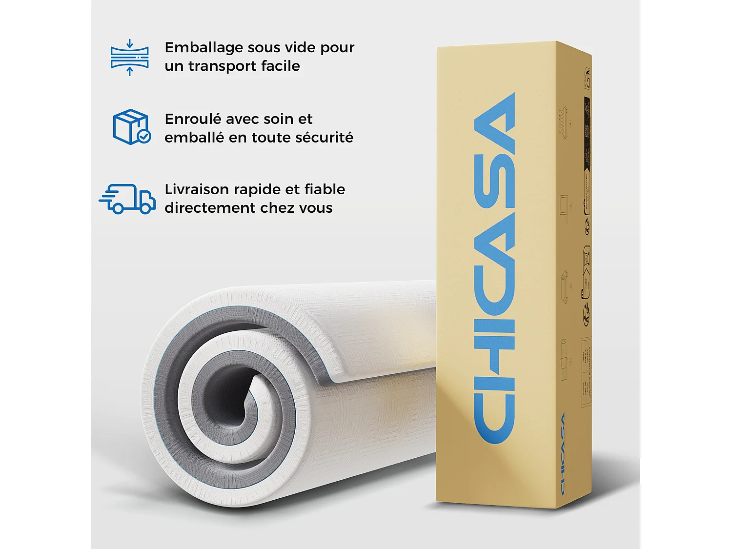 Matelas en mousse à mémoire de forme 90x200 cm, matelas en mousse froide à 7 zones h3h4, 21 cm de hauteur, avec housse lavable