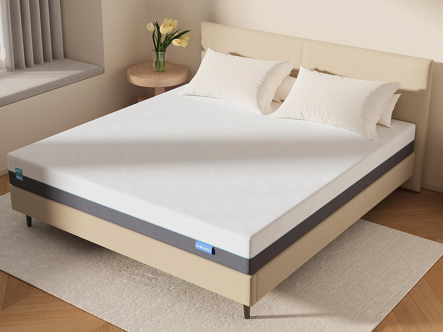 Matelas en mousse à mémoire de forme 90x200 cm, matelas en mousse froide à 7 zones h3h4, 21 cm de hauteur, avec housse lavable