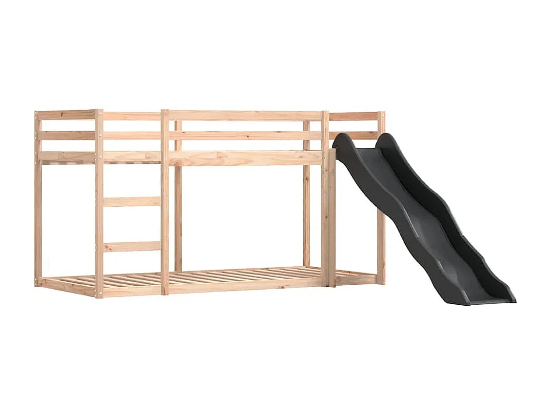 Lit superposé sans matelas avec toboggan et rideaux 80x200 cm