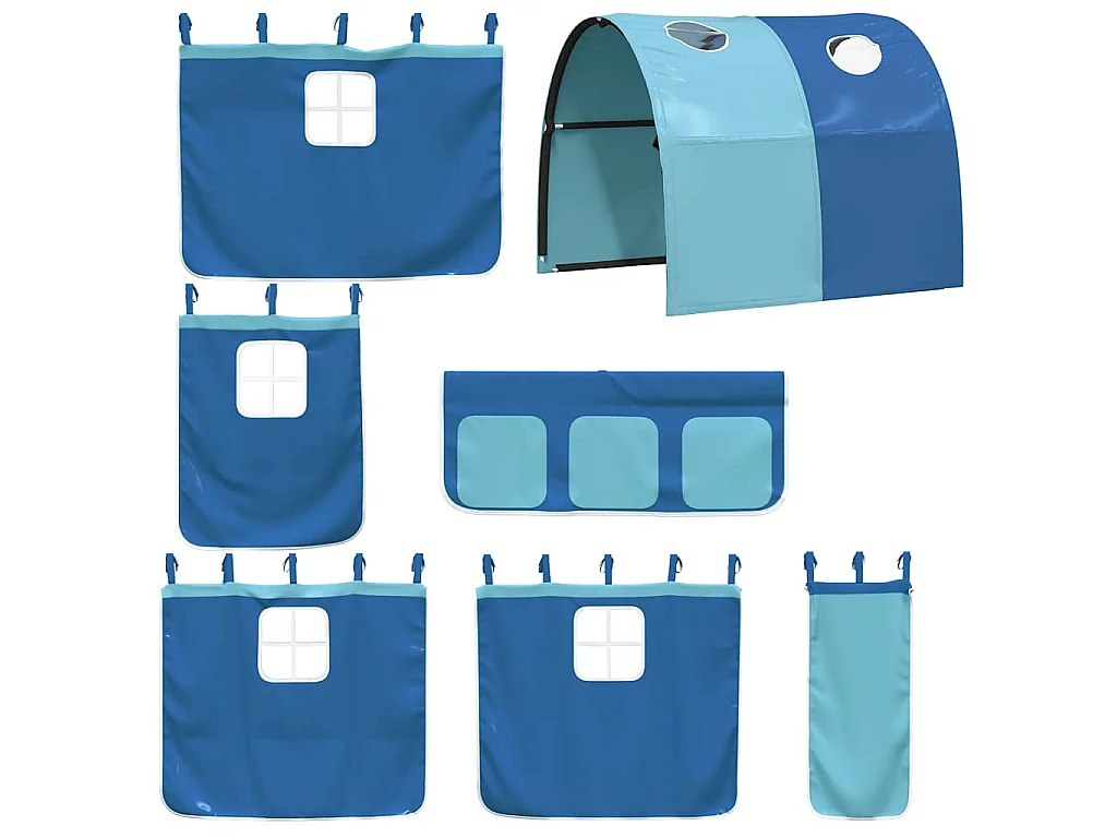 Lit superposé sans matelas avec toboggan et rideaux 80x200 cm