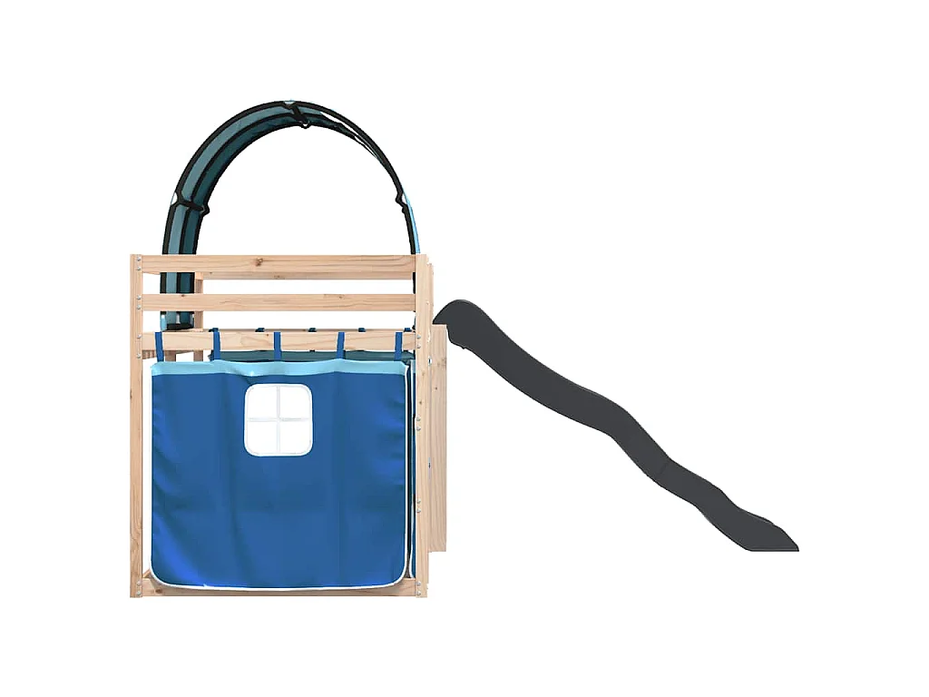 Lit superposé sans matelas avec toboggan et rideaux 80x200 cm