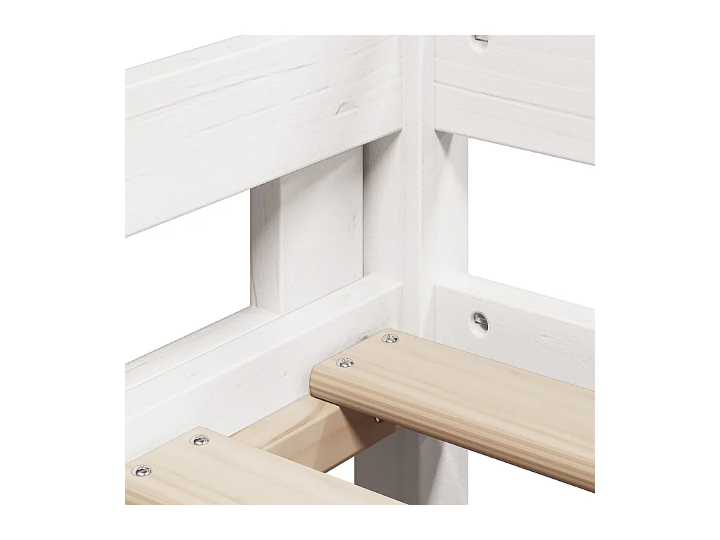 Cama alta escalera y techo madera maciza pino blanca 90x200 cm