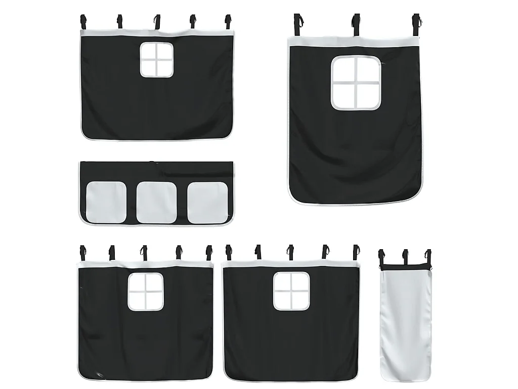 Beliche com escorrega e cortinas 90x190 cm branco e preto