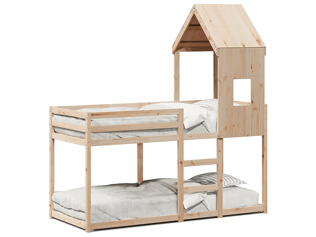 Stapelbedframe zonder matras massief grenenhout 90x200 cm