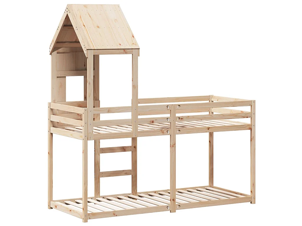 Stapelbedframe zonder matras massief grenenhout 90x200 cm