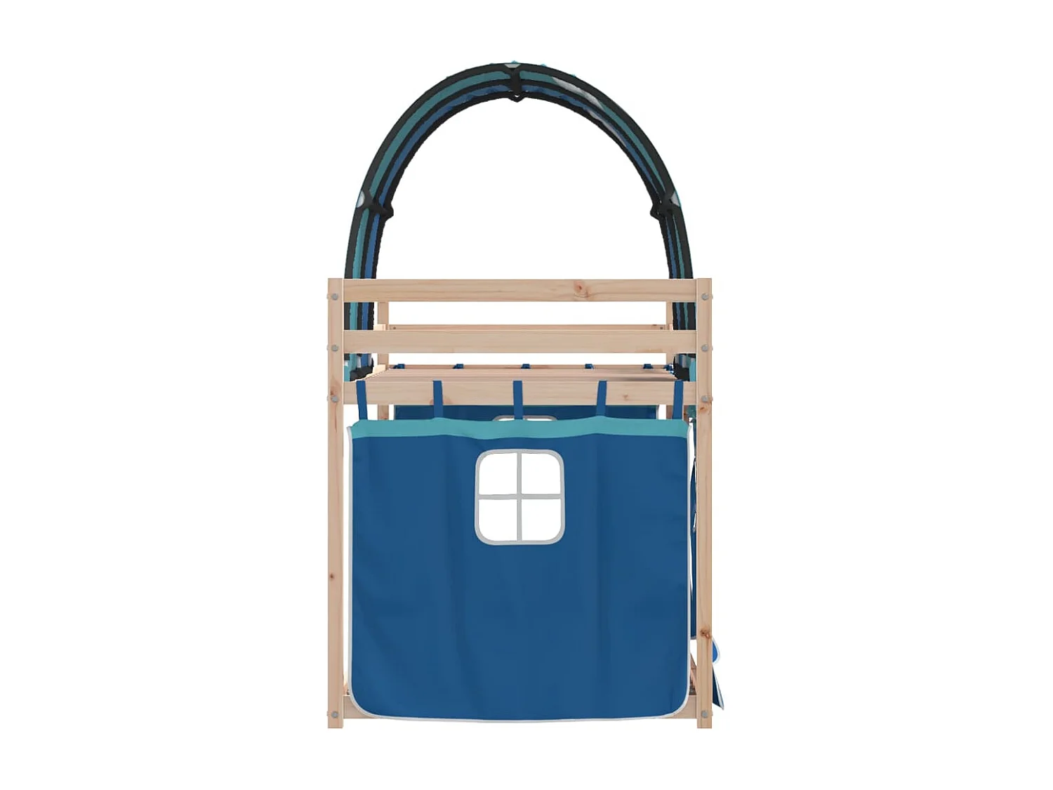 Lit superposé avec rideaux bleu 90x190 bois pin massif