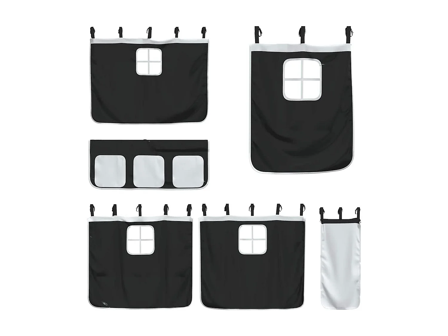 Lit superposé sans matelas avec toboggan blanc noir 90x200 cm