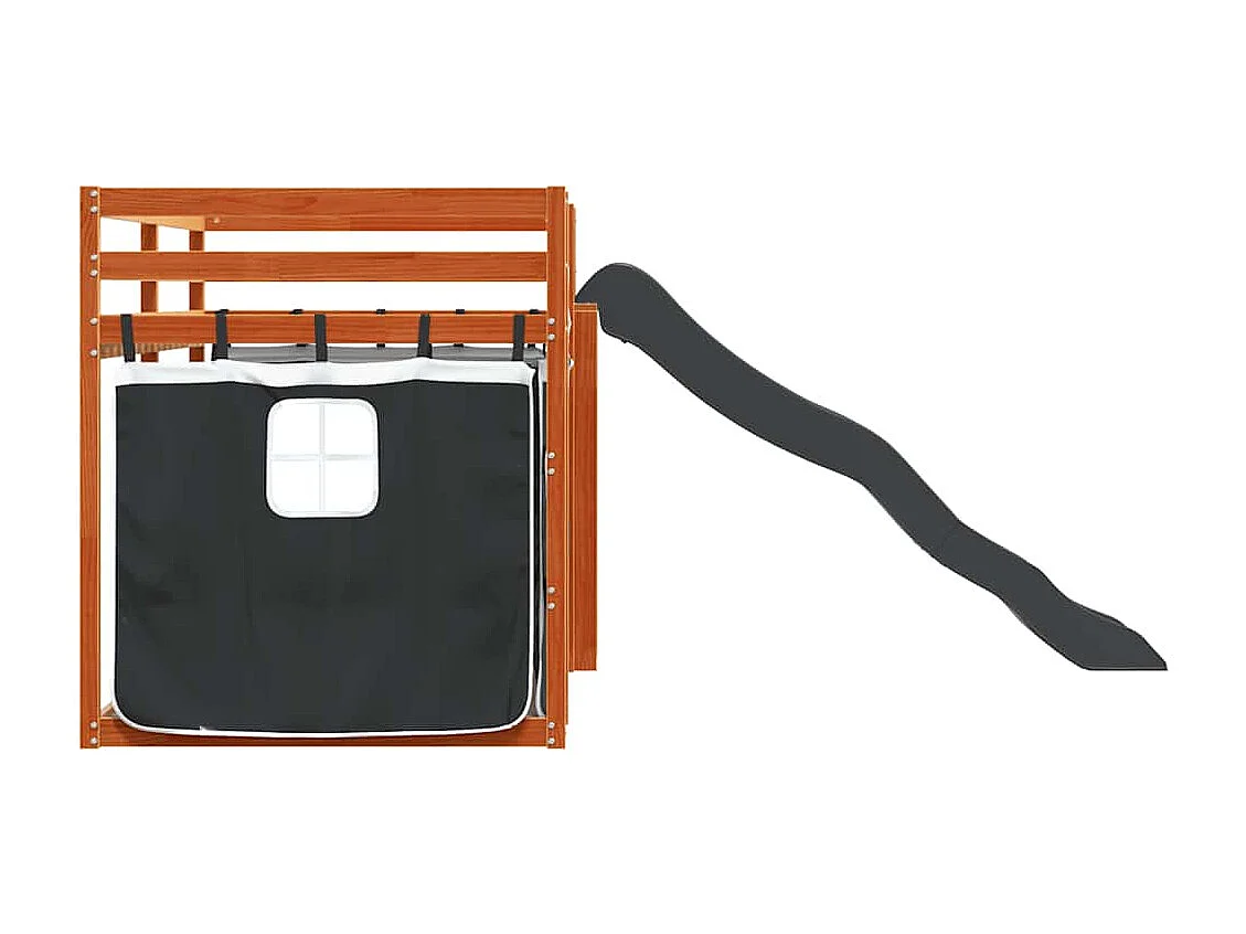 Lit superposé sans matelas avec toboggan blanc noir 90x200 cm