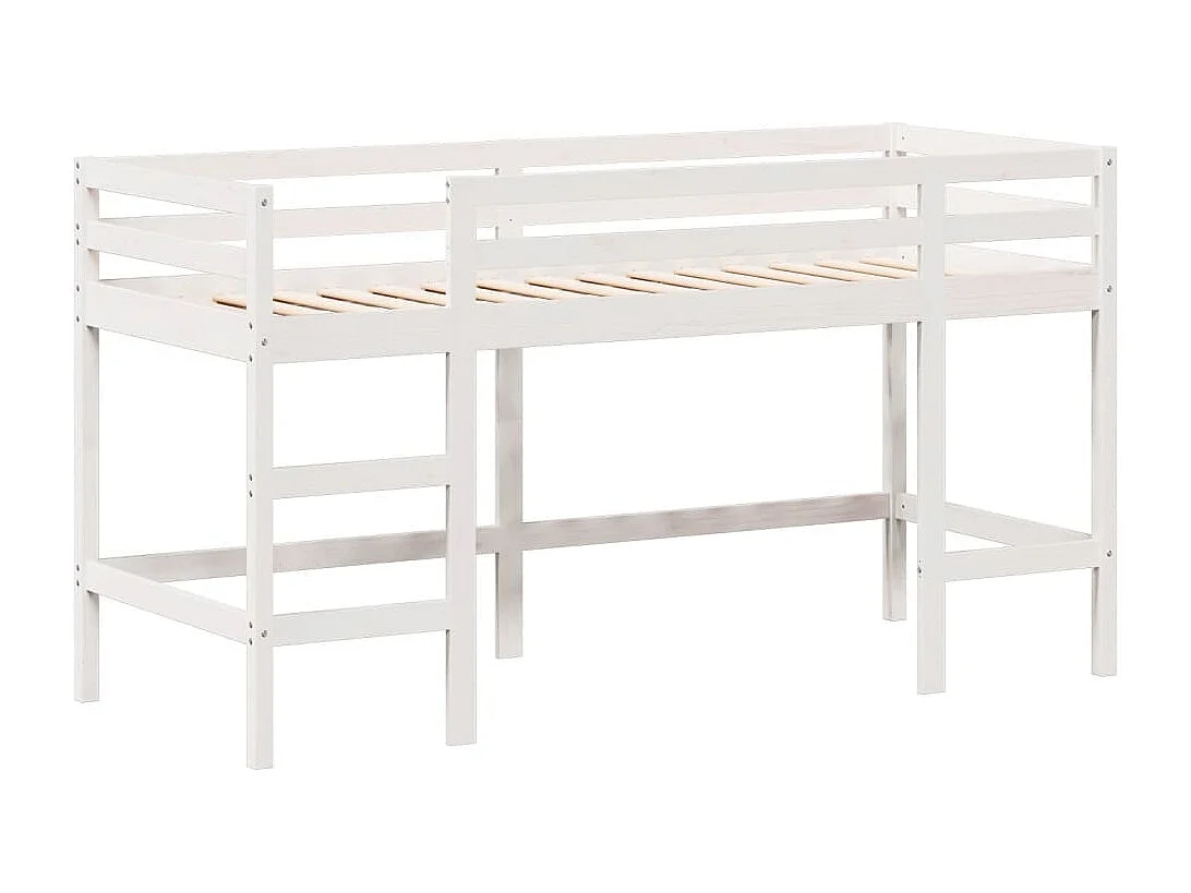 Cama alta c/ escada e telhado 90x190 cm pinho maciço branco