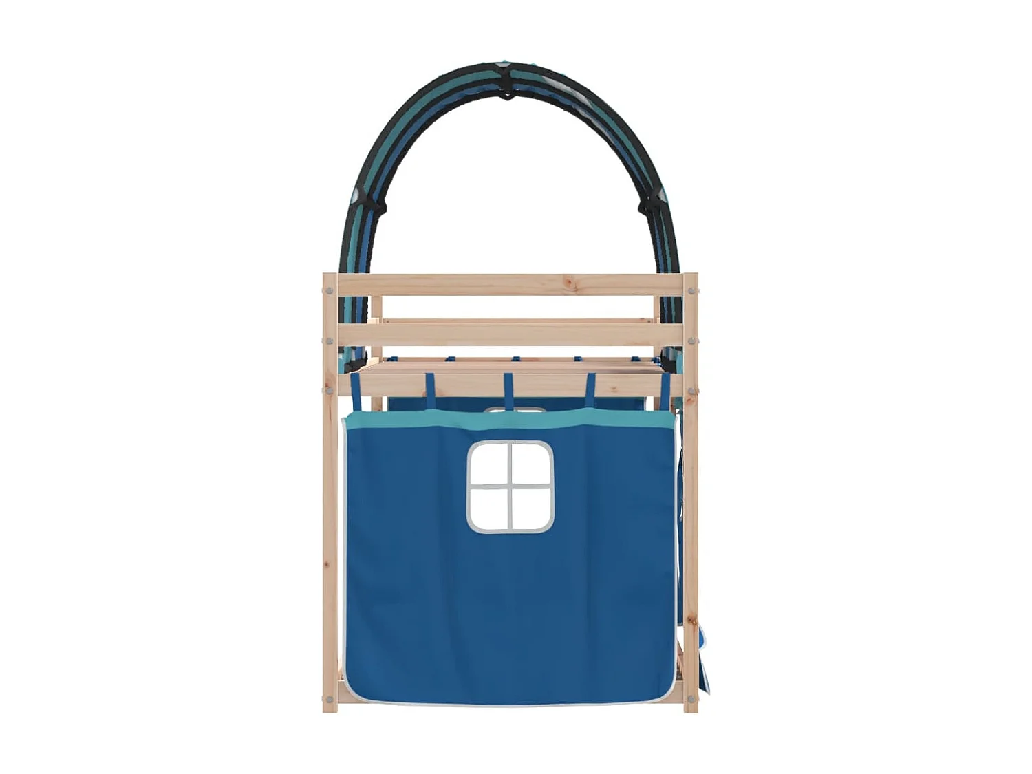 Lit superposé avec rideaux bleu 80x200 bois pin massif