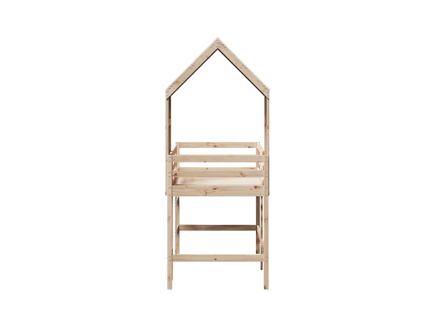 Hochbett mit Leiter und Dach 90x200 cm Massivholz Kiefer