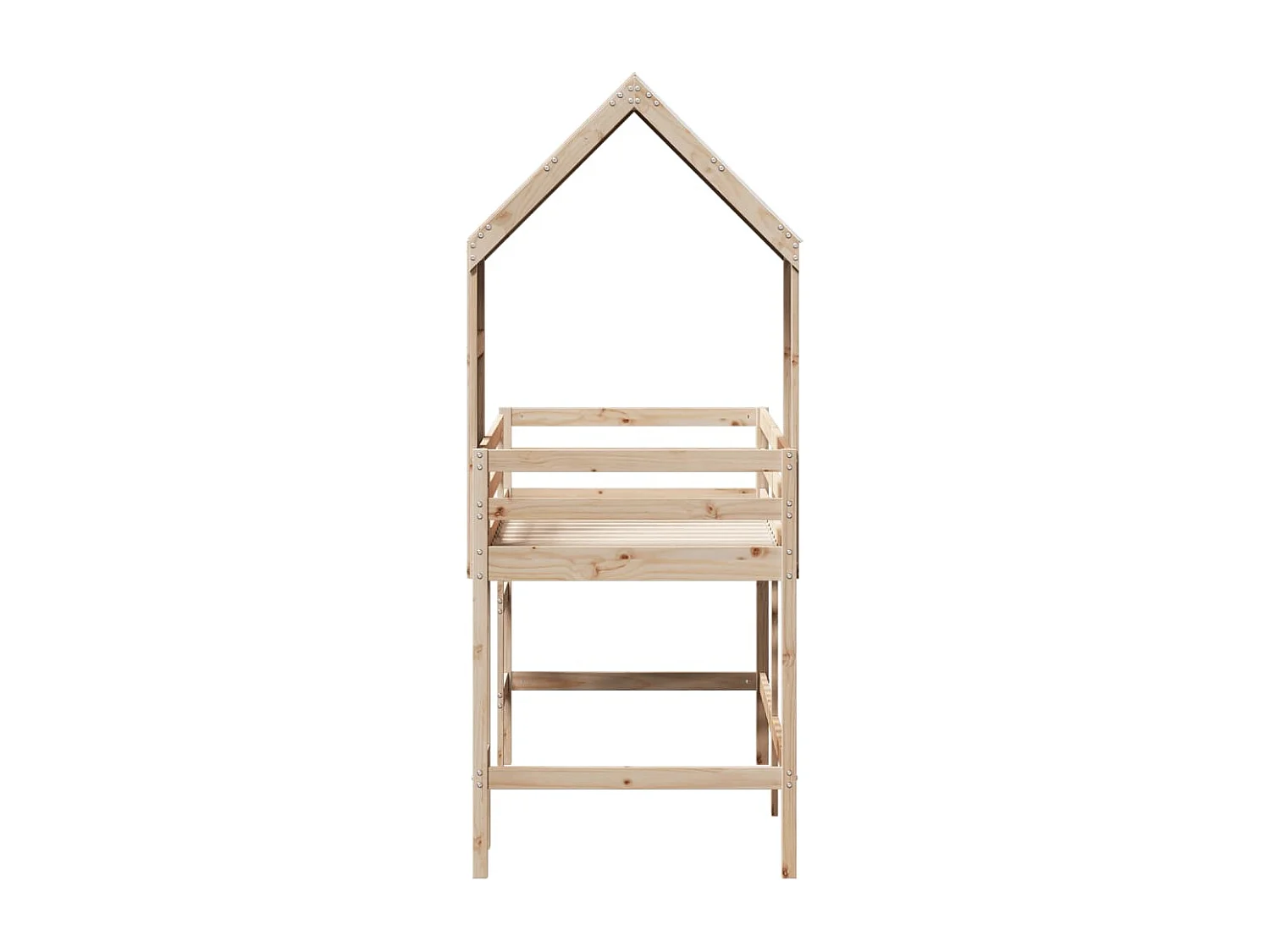 Hochbett mit Leiter und Dach 90x200 cm Massivholz Kiefer