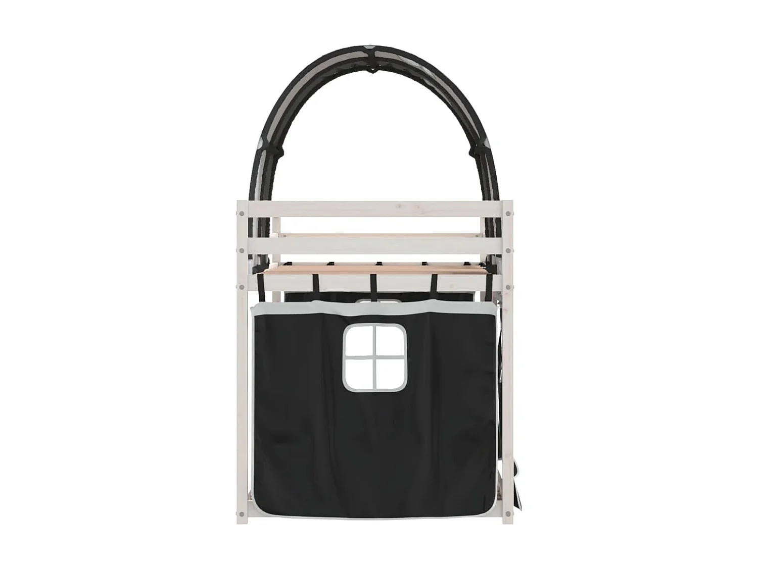 Lit superposé avec rideaux blanc-noir 80x200 bois pin massif